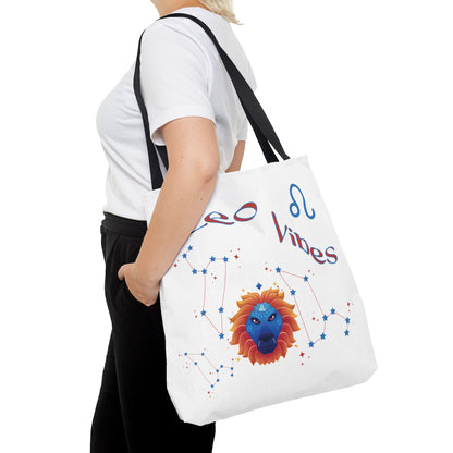 Personalized Year & Initial, Leo Vibes Zodiac White Tote Bag