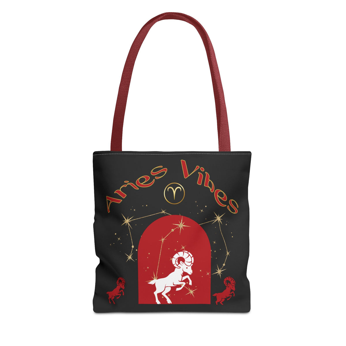 Personalized Initial & Birthdate Aries Vibes Black  Tote Bag — Zodiac Aries Horoscope Astrological Design (Born 1987)