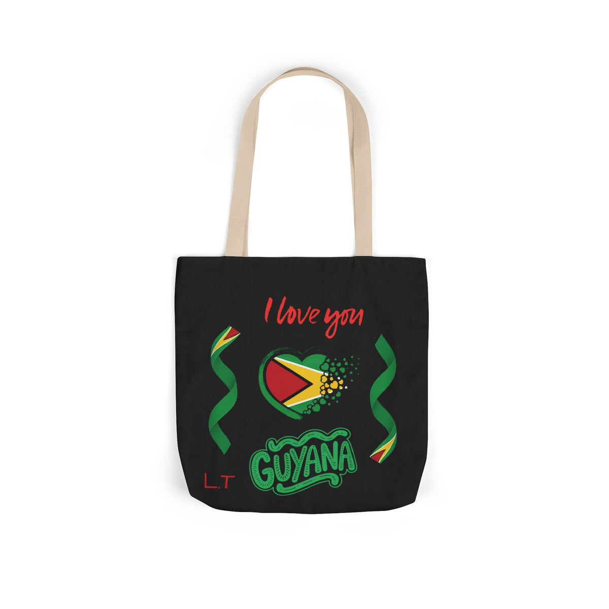 Personalized D.O.B and initial Love You Guyana Canvas Tote Bag