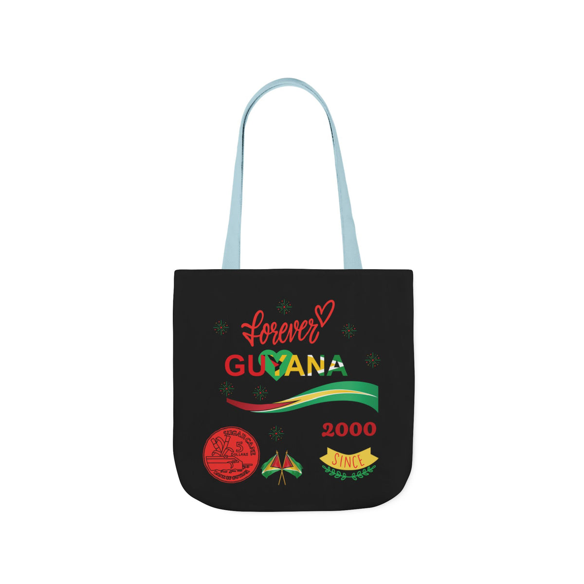 Personalized D.O.B and initial Love You Guyana Canvas Tote Bag