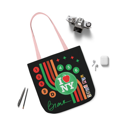Personalized initial NY Retro Subway Canvas Tote — Colorful Graphic Market Bag