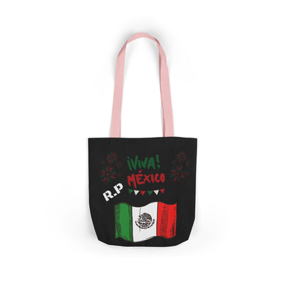 Personalized D.O.B and initial Viva México Flag Canvas Tote  Reusable Bag
