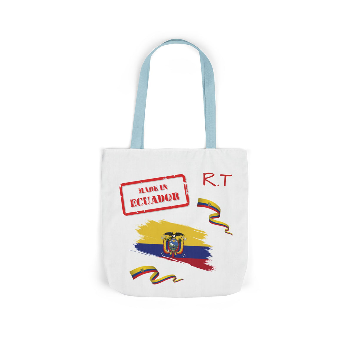Ecuador Canvas Tote — "Te Amo" Heart Flag Design Personalized initial and D.O.B