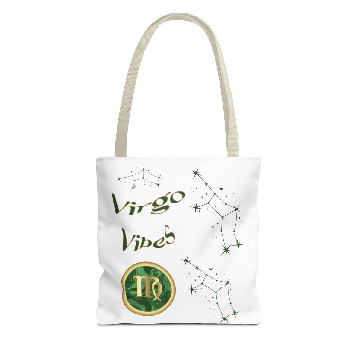 Personalized Initial & D.O.B Virgo Vibes Zodiac White Tote Bag