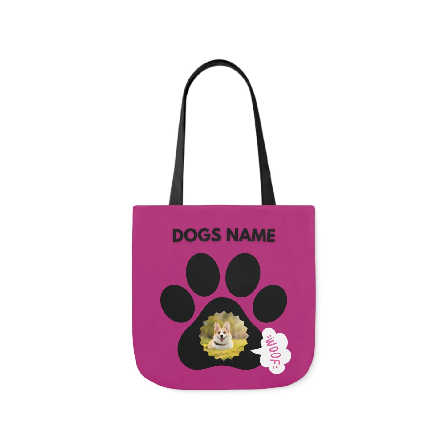 Pink Personalized Dog Canvas Tote Bag