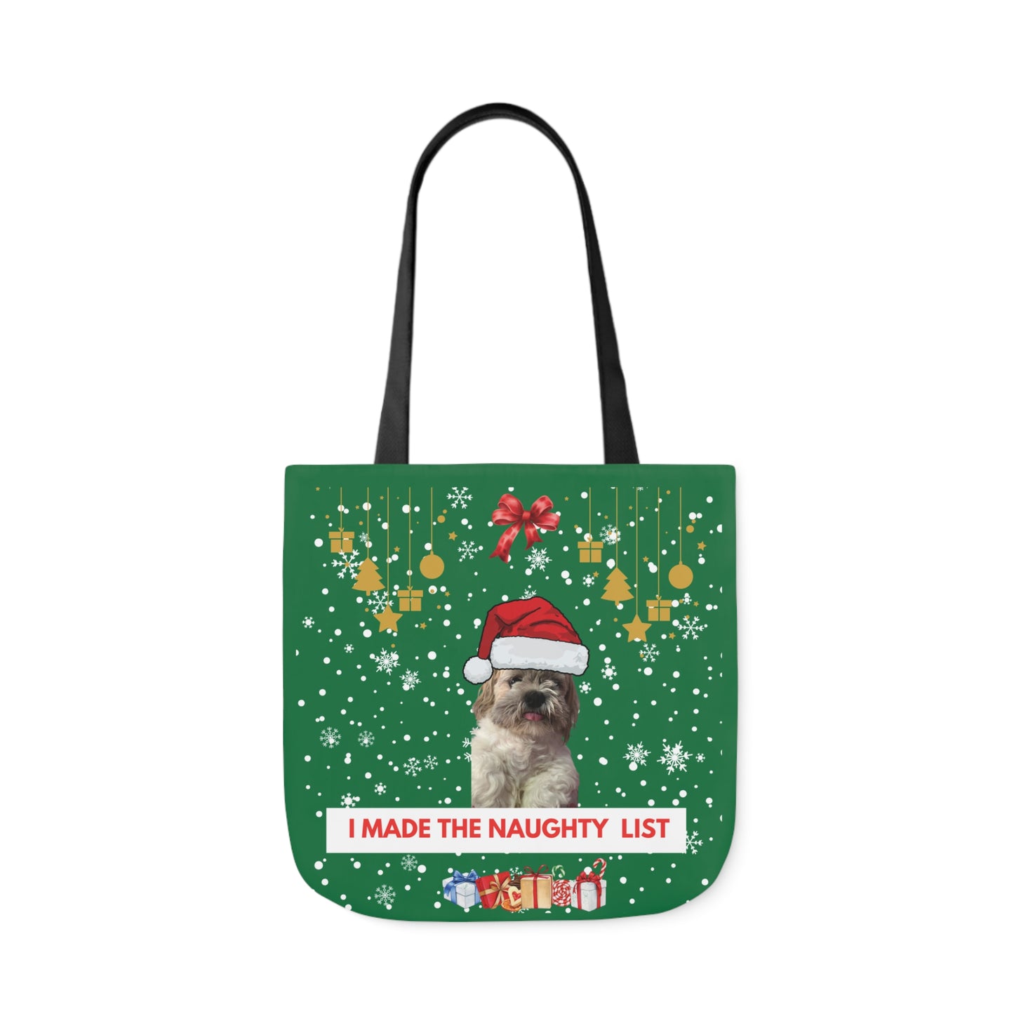 Green Christmas Personalized pet Canvas Tote Bag