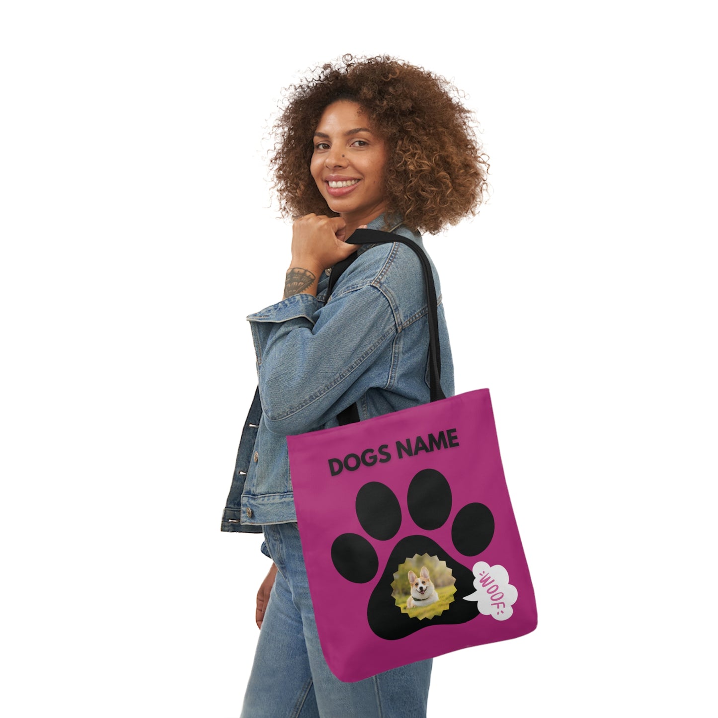 Pink Personalized Dog Canvas Tote Bag