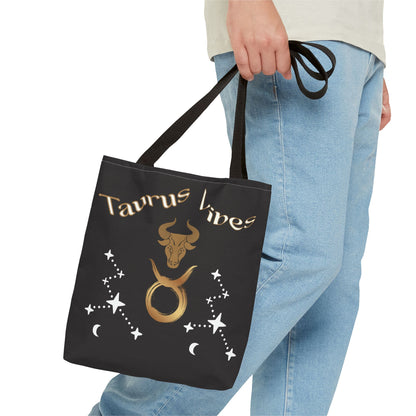 Personalized Taurus Vibes' Zodiac Canvas Tote Bag with Birth Year & Initials