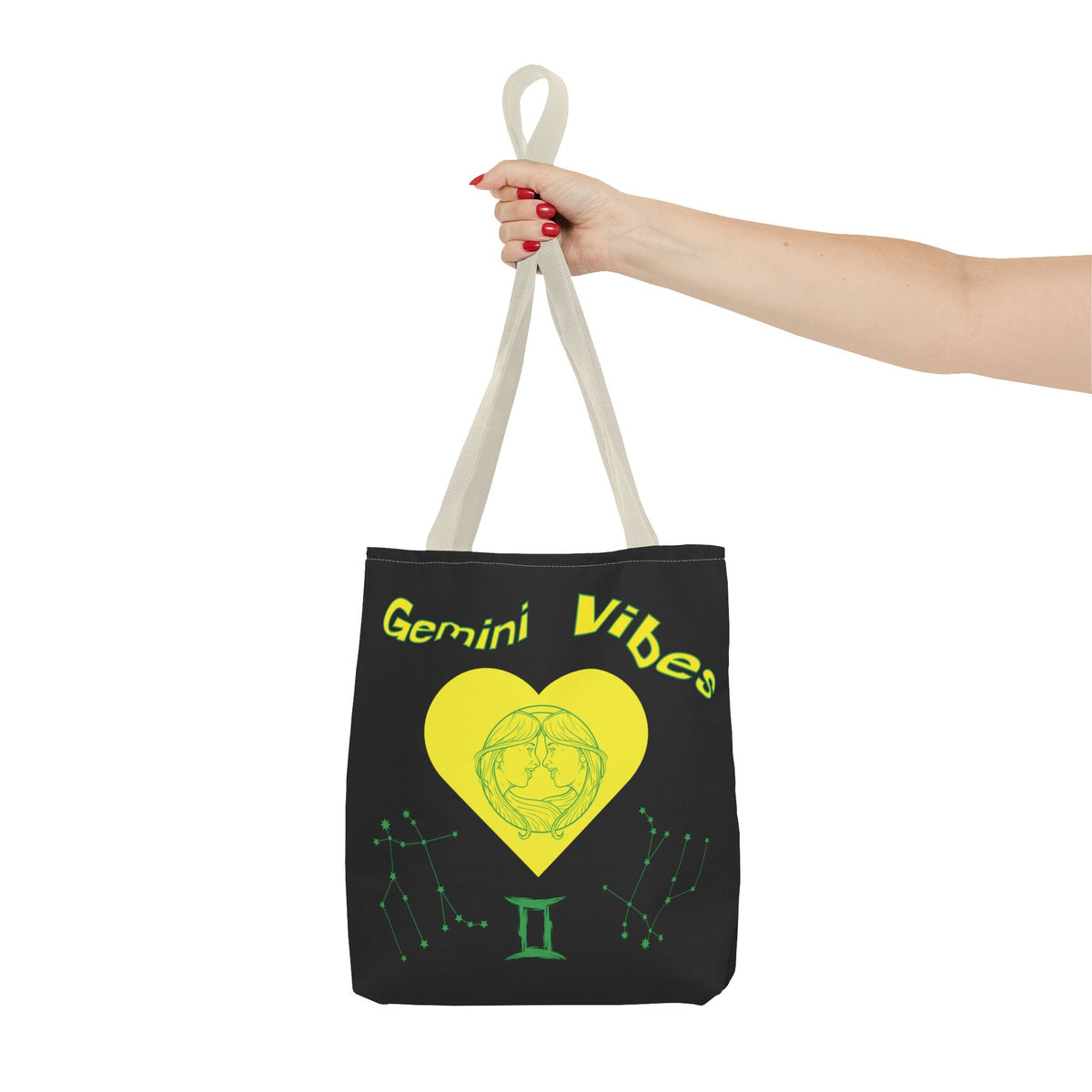Personalized Initial & D.O.B Gemini Vibes black Zodiac Tote Bag