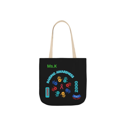 Autism Awareness Canvas Tote — Rainbow Handprints & Ribbon Design