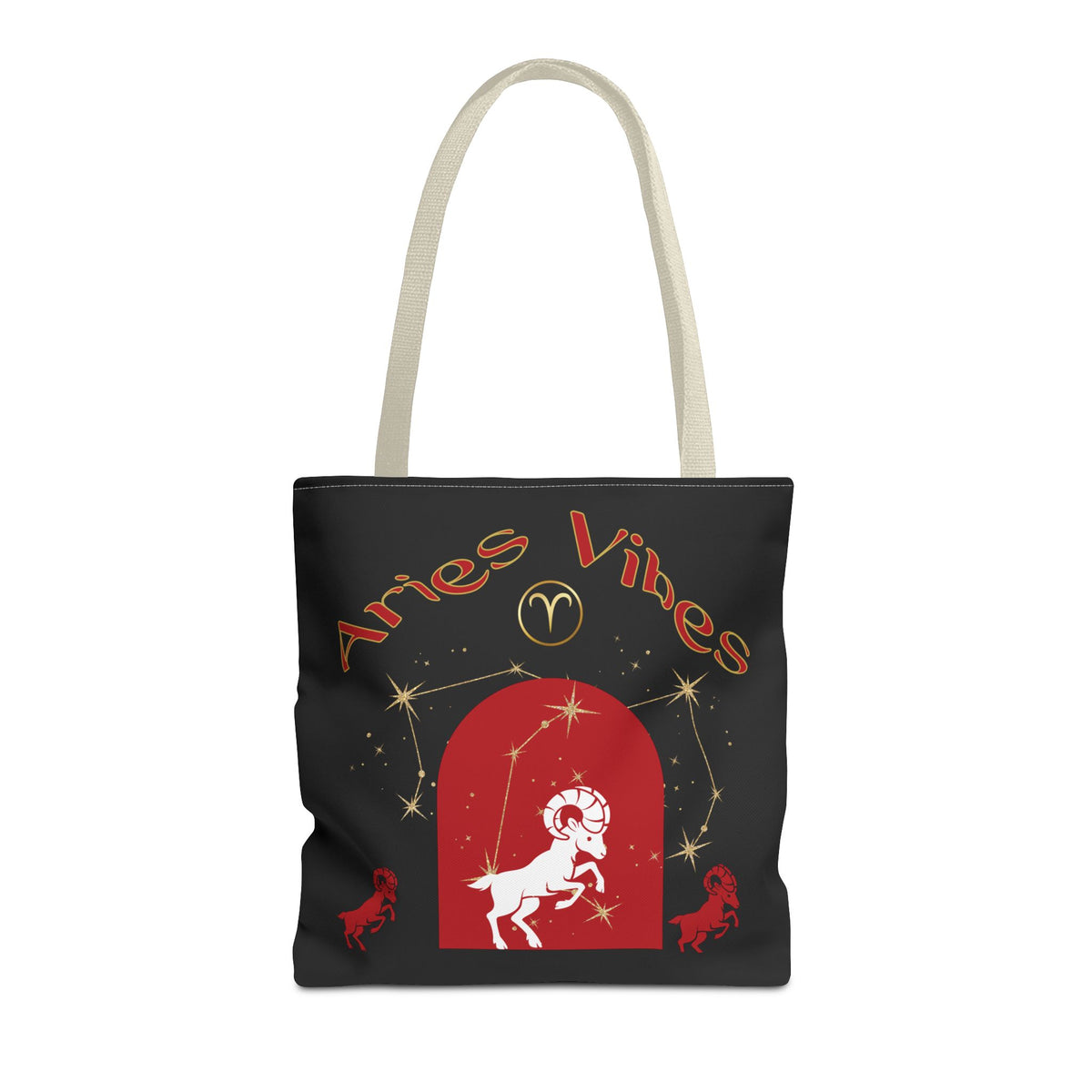 Personalized Initial & Birthdate Aries Vibes Black  Tote Bag — Zodiac Aries Horoscope Astrological Design (Born 1987)