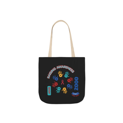 ADHD Awareness Rainbow Ribbon Canvas Tote with Personalized awareness year.