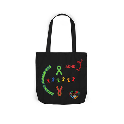 Autism Awareness Canvas Tote — Rainbow Handprints & Ribbon Design