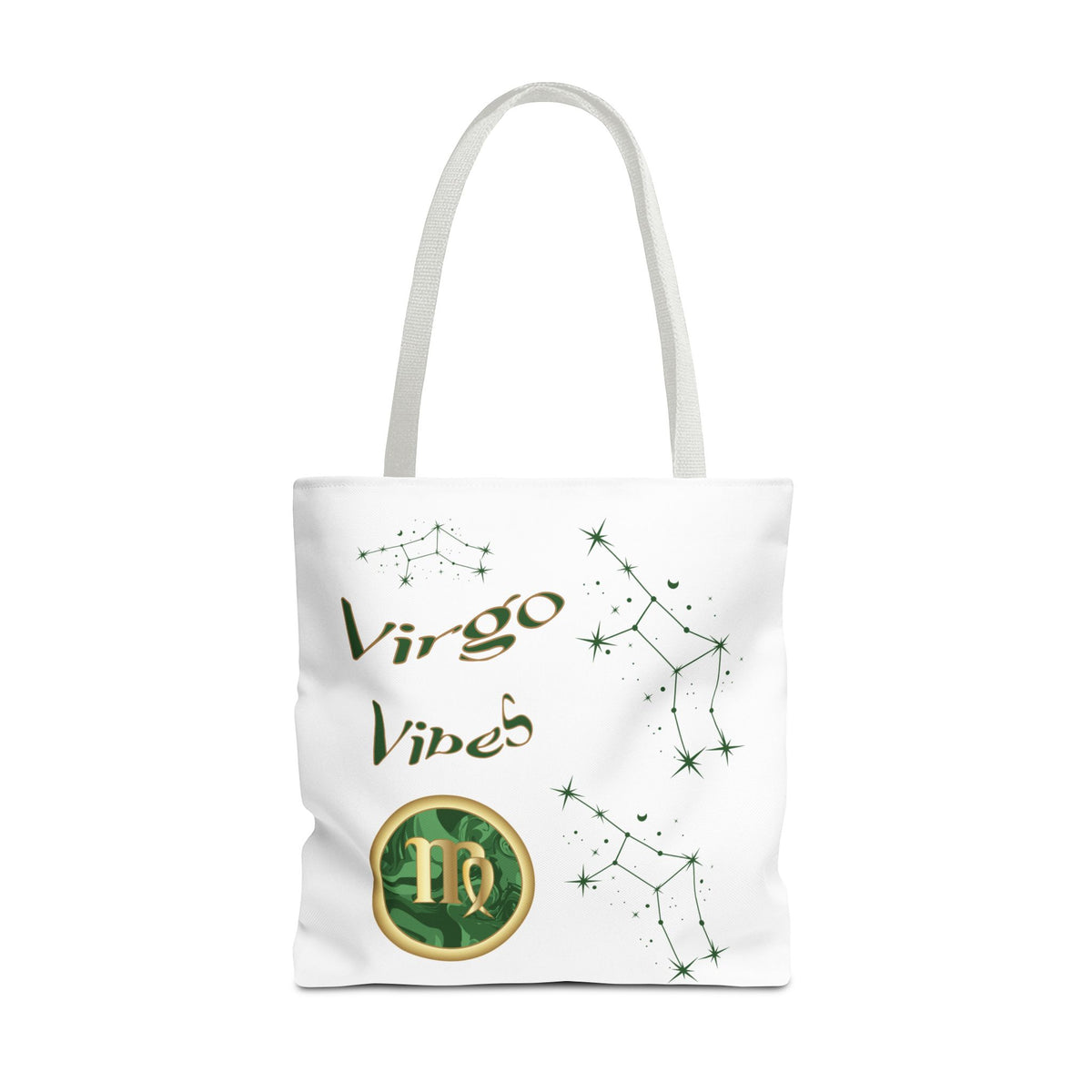 Personalized Initial & D.O.B Virgo Vibes Zodiac White Tote Bag