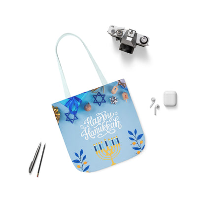 Blue and White Hanukkah Canvas Tote Bag