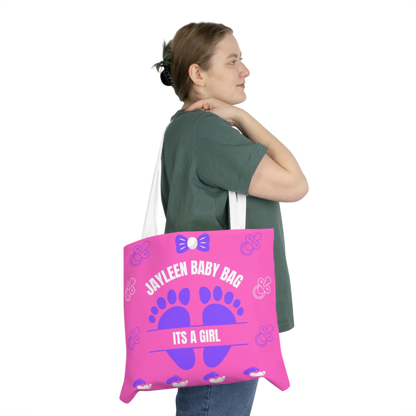 Pink Personalized  Shoulder Tote Bag