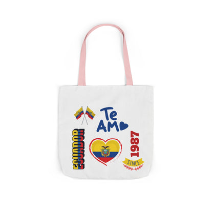 Ecuador Canvas Tote — "Te Amo" Heart Flag Design Personalized initial and D.O.B