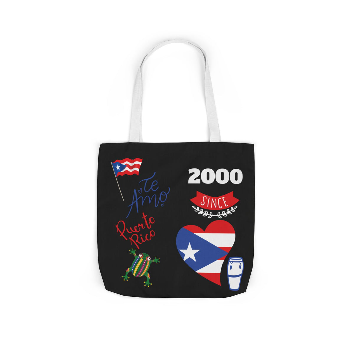 Puerto Rico Pride Canvas Tote Bag — Personalized with initial and D.O.D