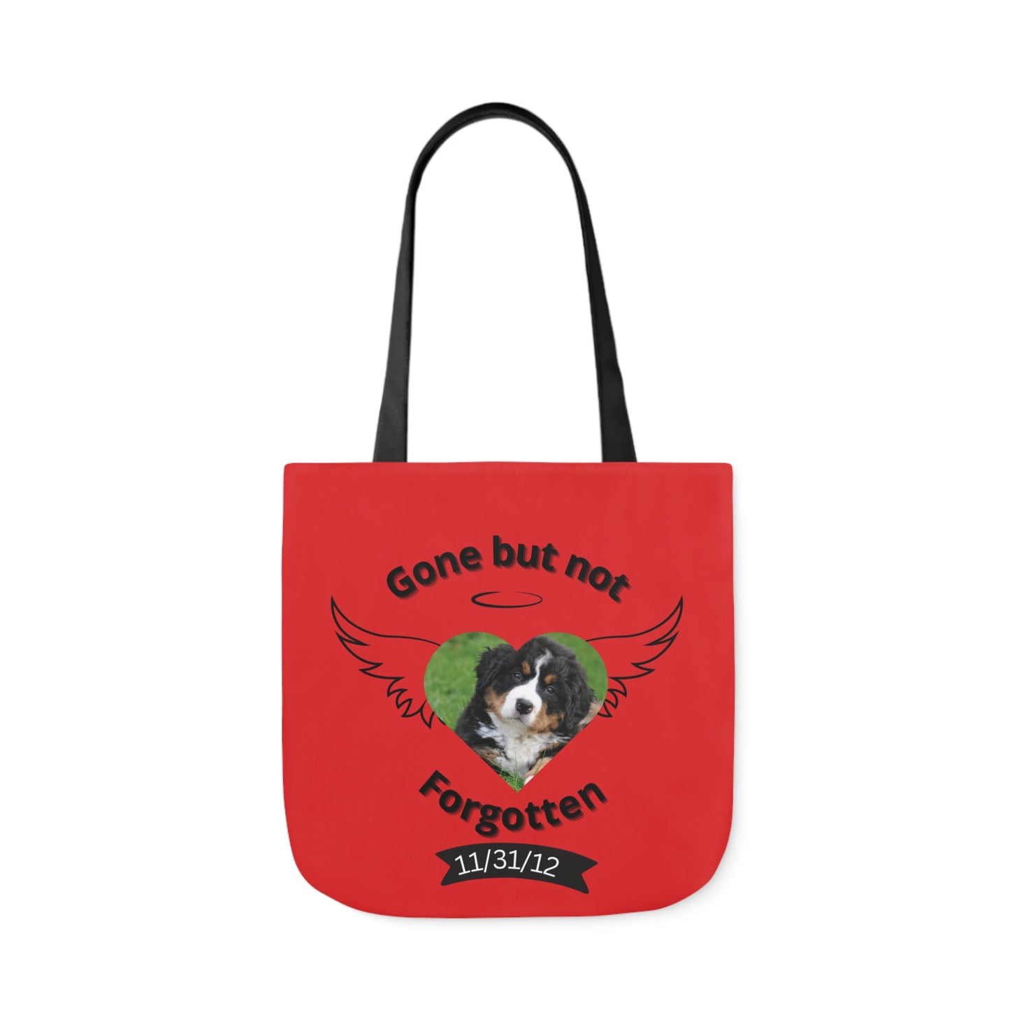 Red and Black Personalized Dog Memorial Tote Bag