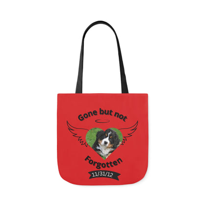 Red and Black Personalized Dog Memorial Tote Bag