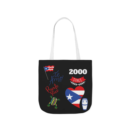 Puerto Rico Pride Canvas Tote Bag — Personalized with initial and D.O.D