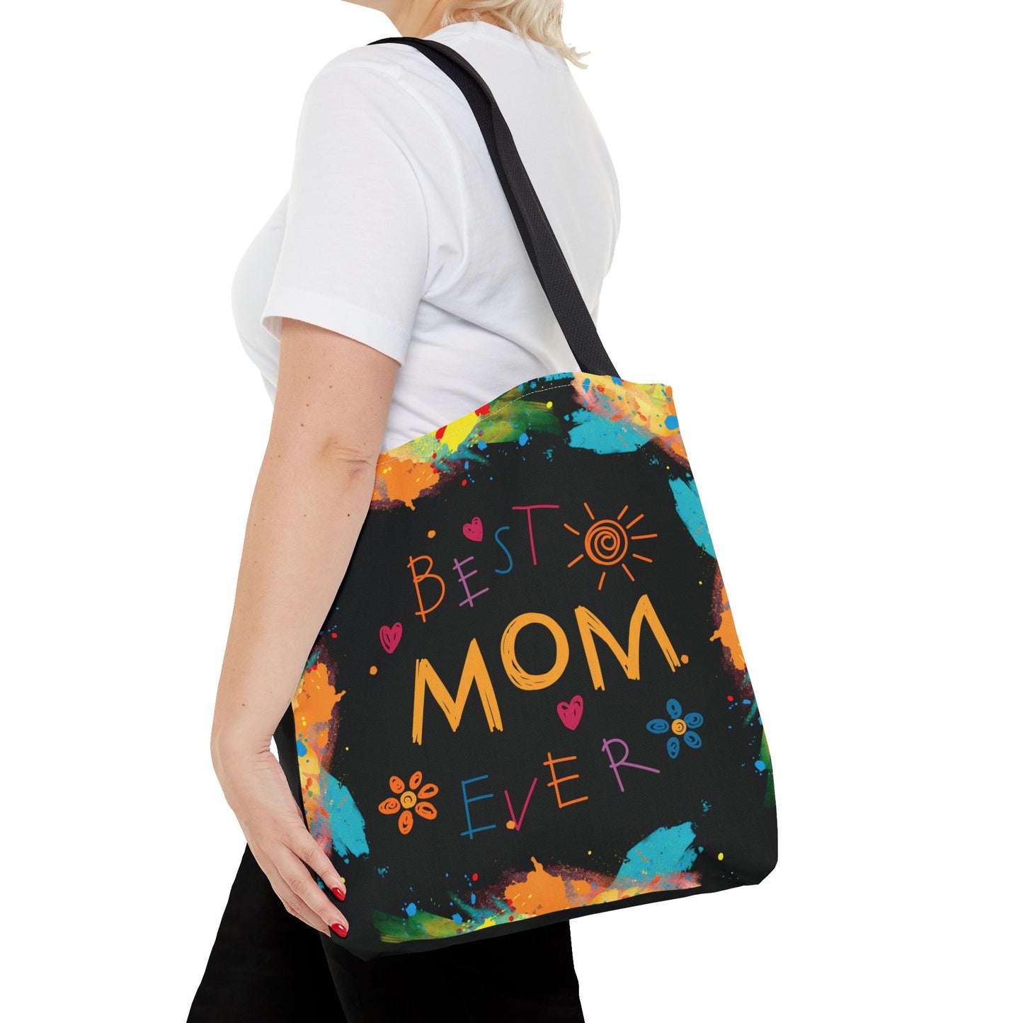 Mom Black Graphic Canvas Tote Bag