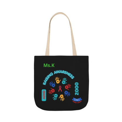 Autism Awareness Canvas Tote — Rainbow Handprints & Ribbon Design