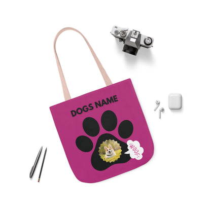 Pink Personalized Dog Canvas Tote Bag