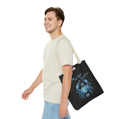 Black Zodiac Cancer Tote Bag