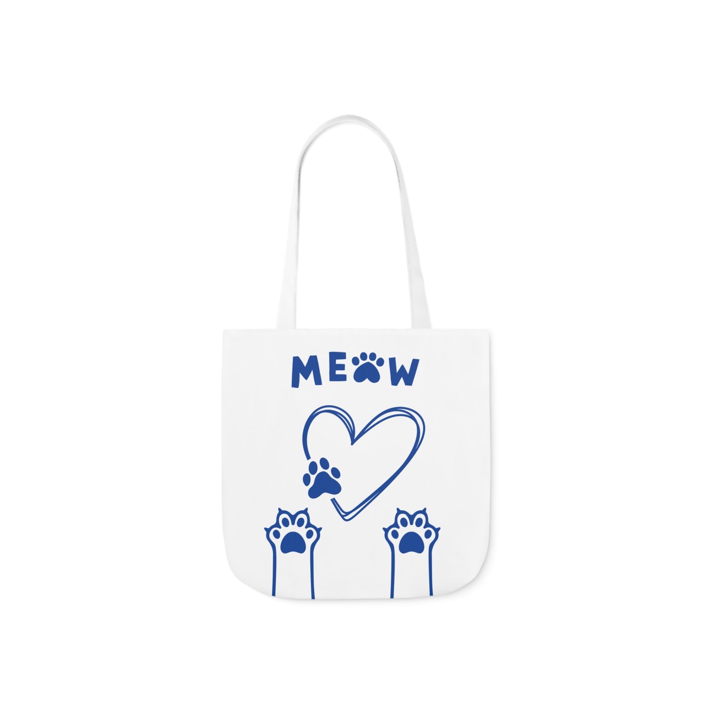 White and Blue Personalized Cat Canvas Tote Bag