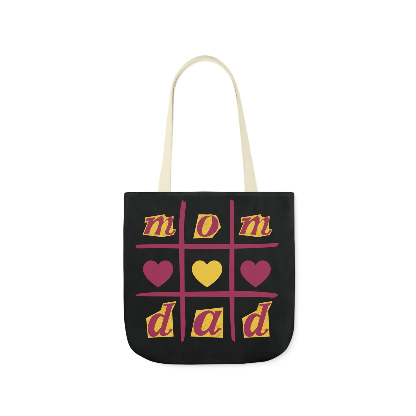 Canvas Tote Bag, Black Family Tic Tac Toe Design