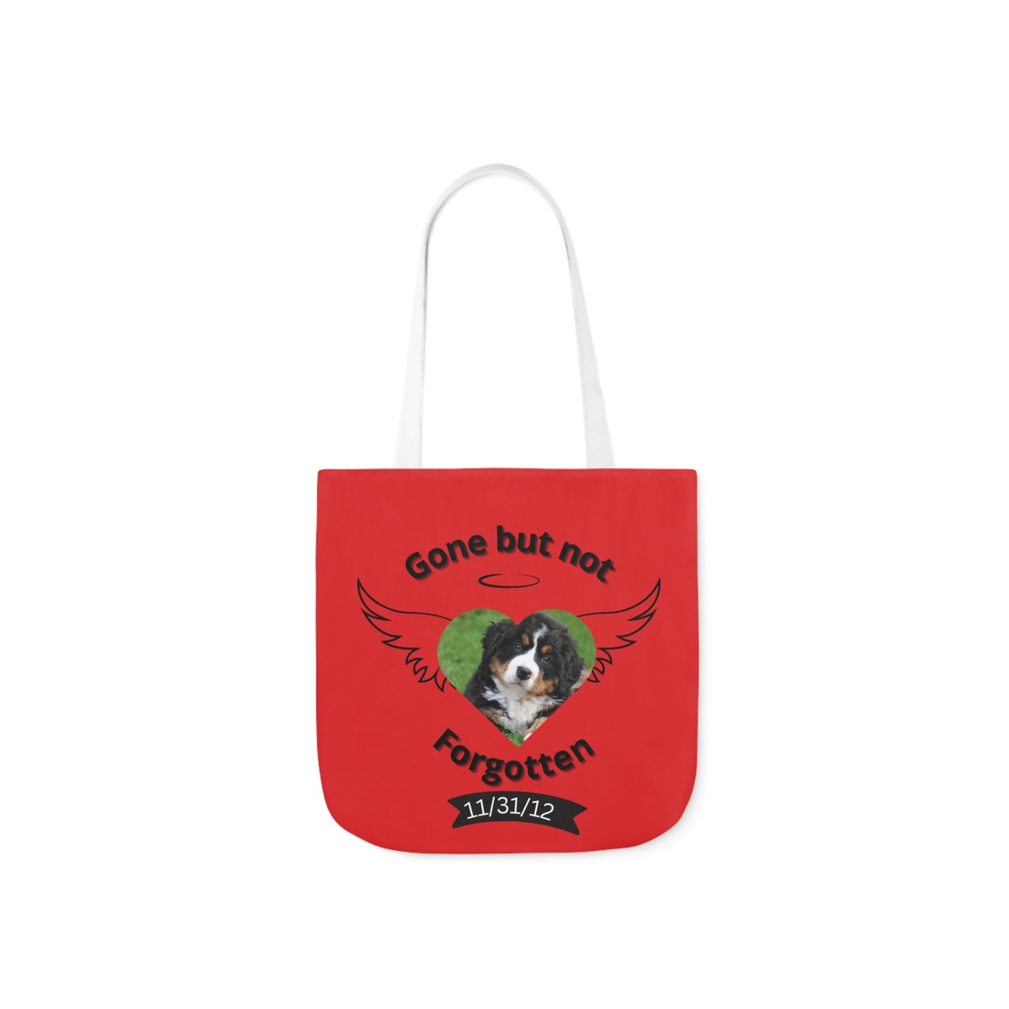 Red and Black Personalized Dog Memorial Tote Bag