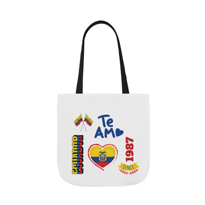Ecuador Canvas Tote — "Te Amo" Heart Flag Design Personalized initial and D.O.B