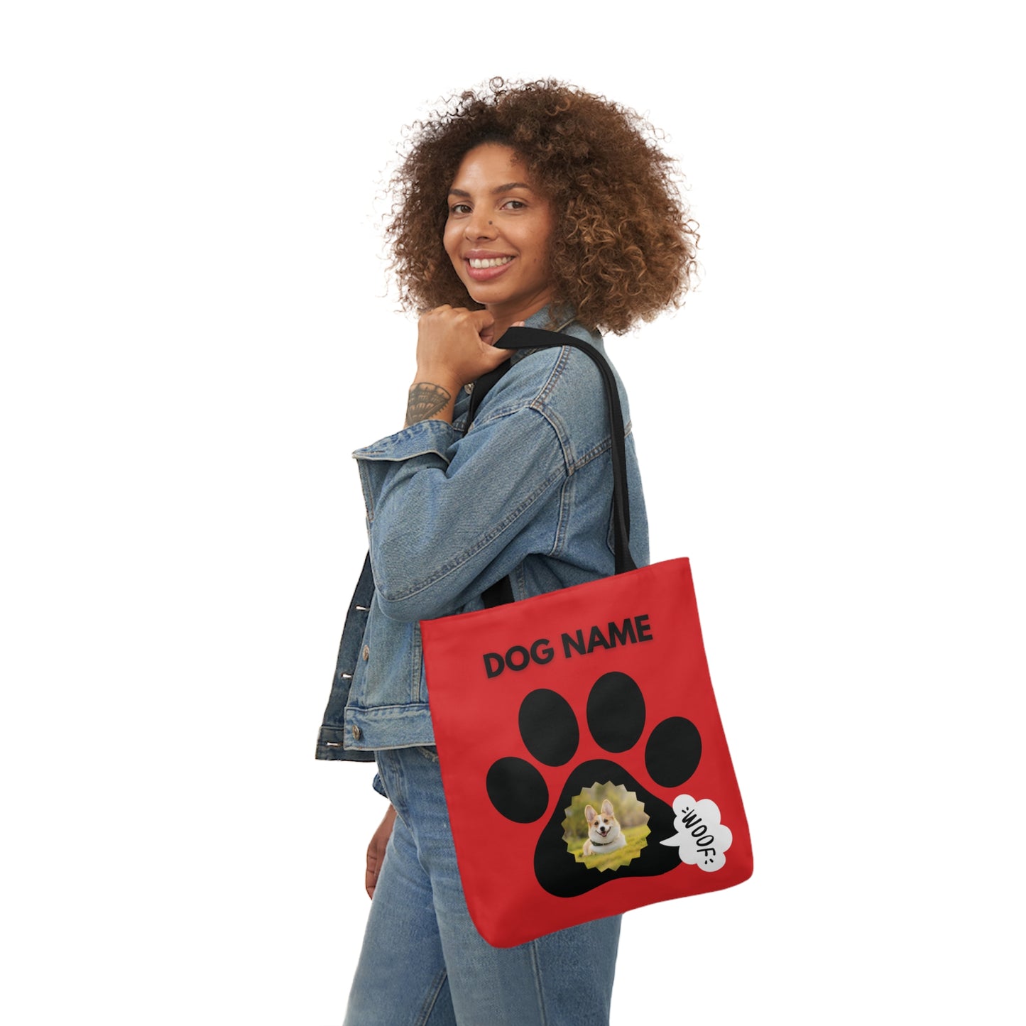 Red and Black Personalized Dog Canvas Tote Bag