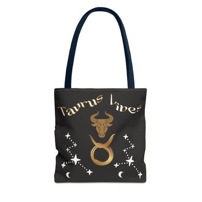 Personalized Taurus Vibes' Zodiac Canvas Tote Bag with Birth Year & Initials