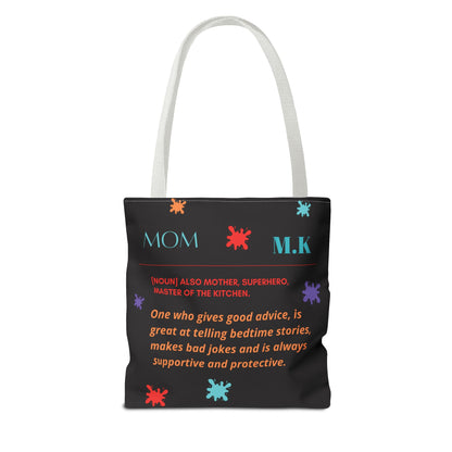 Personalized Mom Canvas Tote Bag — Watercolor Initials Splash