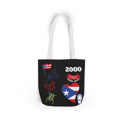 Puerto Rico Pride Canvas Tote Bag — Personalized with initial and D.O.D