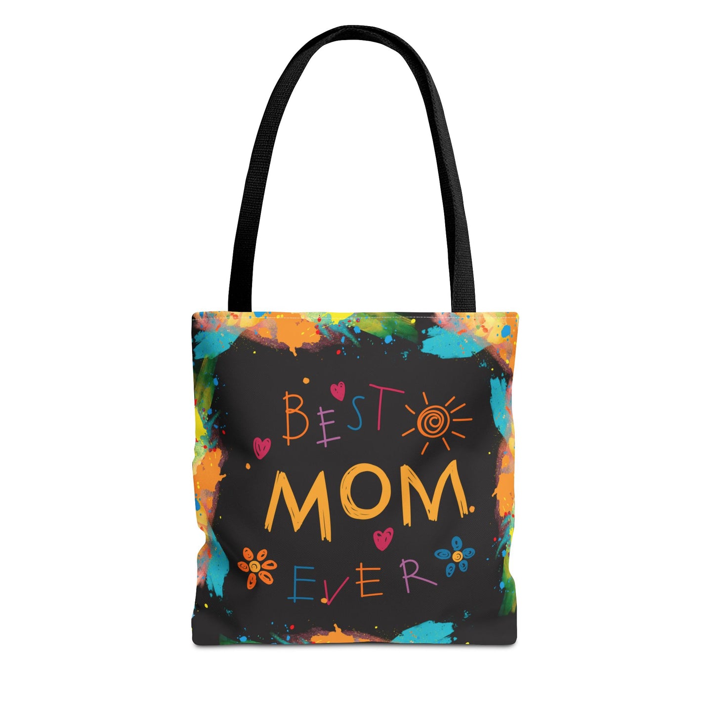Personalized Mom Canvas Tote Bag — Watercolor Initials Splash