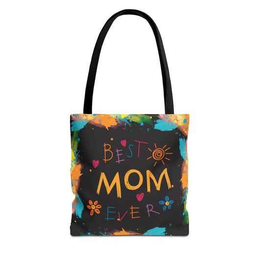 Personalized Mom Canvas Tote Bag — Watercolor Initials Splash