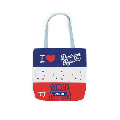 Personalized D.O.B & intinial,Dominican Republic Heart Canvas Tote —
