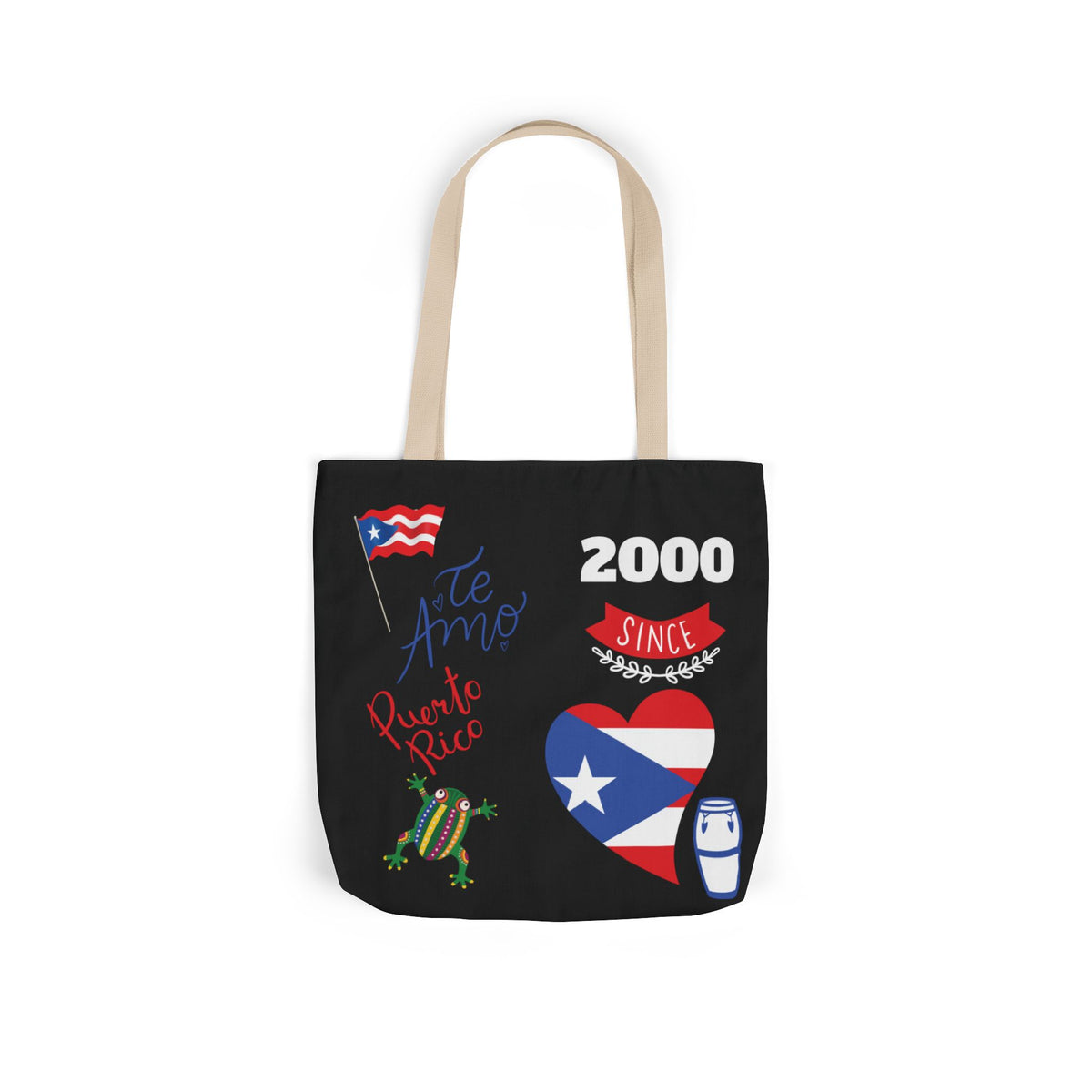 Puerto Rico Pride Canvas Tote Bag — Personalized with initial and D.O.D