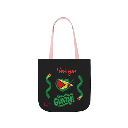 Personalized D.O.B and initial Love You Guyana Canvas Tote Bag