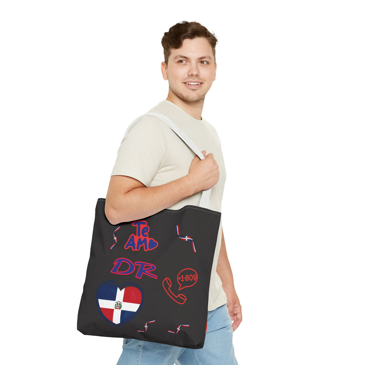 Personalized Initials & D.O.B Dominican Republic CanvasTote Bag