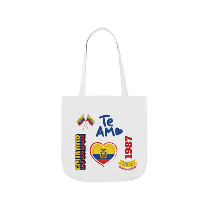 Ecuador Canvas Tote — "Te Amo" Heart Flag Design Personalized initial and D.O.B
