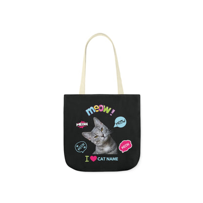 Black Personalized Cat Canvas Tote Bag