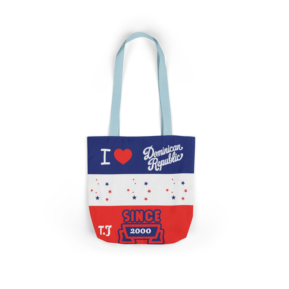 Personalized D.O.B & intinial,Dominican Republic Heart Canvas Tote —