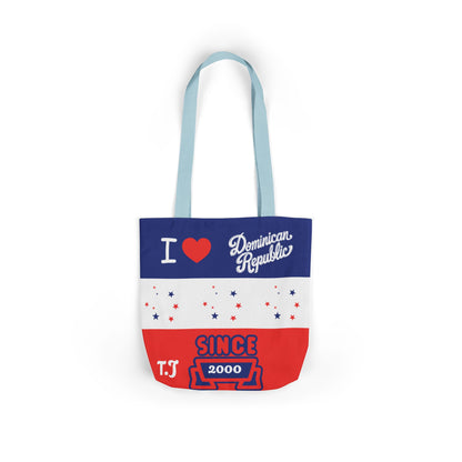 Personalized D.O.B & intinial,Dominican Republic Heart Canvas Tote —