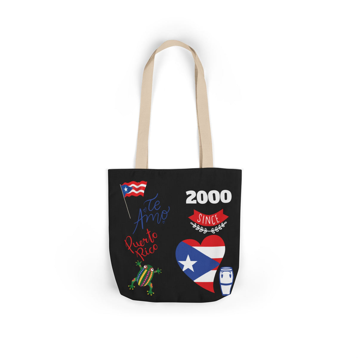 Puerto Rico Pride Canvas Tote Bag — Personalized with initial and D.O.D