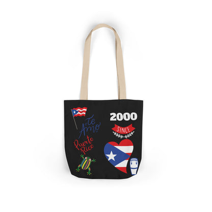 Puerto Rico Pride Canvas Tote Bag — Personalized with initial and D.O.D