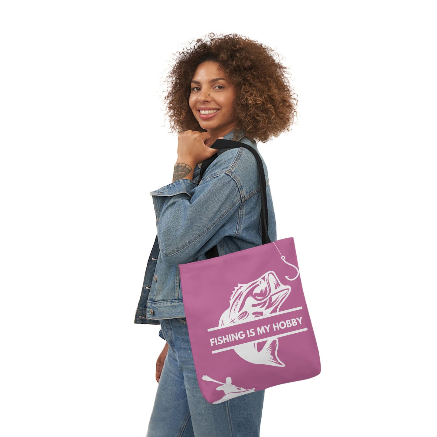 Fishing Canvas Pink Tote Bag